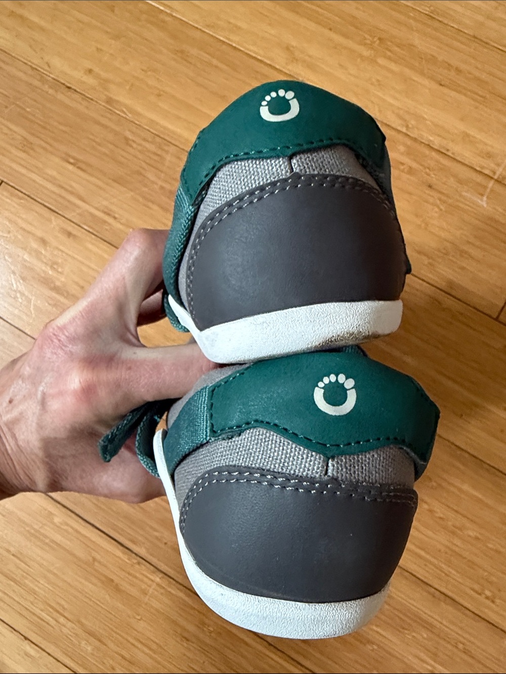 Gray Canvas Mary Jane Flats with Teal Insole and Strap - Picture 5 of 9
